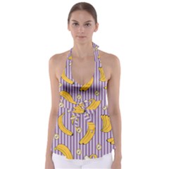 Pattern Bananas Fruit Tropical Seamless Texture Graphics Tie Back Tankini Top
