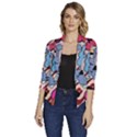 Graffiti Monster Street Theme Women s Draped Front 3/4 Sleeve Shawl Collar Jacket View1