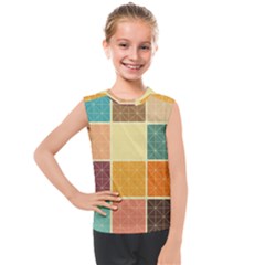 Square Cube Shape Colourful Kids  Mesh Tank Top