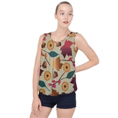 Autumn Leaves Colours Season Bubble Hem Chiffon Tank Top