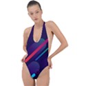 Colorful Abstract Background Backless Halter One Piece Swimsuit View1