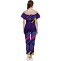 Colorful Abstract Background Bardot Ruffle jumpsuit View4