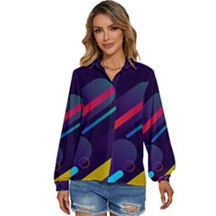 Colorful Abstract Background Women s Long Sleeve Button Up Shirt