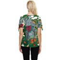 Armor Japan Maple Leaves Samurai Mask Cut Bow Sleeve Button Up Top View4