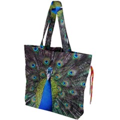 Peacock Bird Feathers Pheasant Nature Animal Texture Pattern Drawstring Tote Bag