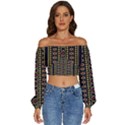 Background Art Pattern Design Long Sleeve Crinkled Weave Crop Top View1
