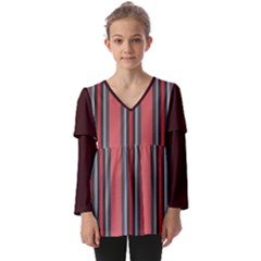 Streifen Kids  V Neck Casual Top