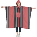 Rosa Grau Streifen Women s Hooded Rain Ponchos View1