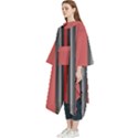 Rosa Grau Streifen Women s Hooded Rain Ponchos View2