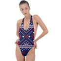Ukrainian Folk Seamless Pattern Ornament Art Backless Halter One Piece Swimsuit View1
