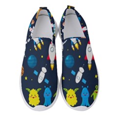 Big Set Cute Astronauts Space Planets Stars Aliens Rockets Ufo Constellations Satellite Moon Rover V Women s Slip On Sneakers