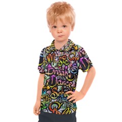 Graffiti Word Seamless Pattern Kids  Polo T-shirt