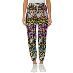 Graffiti Word Seamless Pattern Women s Cropped Drawstring Pants