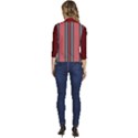 Dunkelrot4 Rosa Grau Streifen Dunkelrot3 Women s Draped Front 3/4 Sleeve Shawl Collar Jacket View4