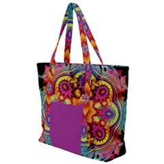 Pink Florales Muster Zip Up Canvas Bag
