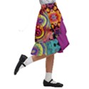 pink florales muster Kids  Ruffle Flared Wrap Midi Skirt View3