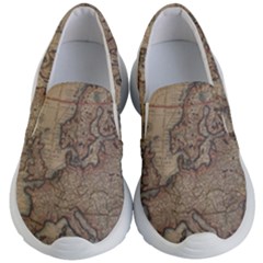 Old Vintage Classic Map Of Europe Kids Lightweight Slip Ons