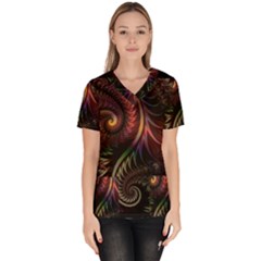 Fractal  Women s V-neck Scrub Top