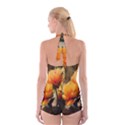Yellow Butterfly Flower Boyleg Halter Swimsuit  View2