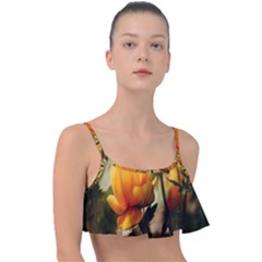 Yellow Butterfly Flower Frill Bikini Top