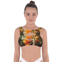 Yellow Butterfly Flower Bandaged Up Bikini Top