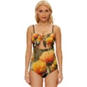 Yellow Butterfly Flower Knot Front One-Piece Swimsuit View1