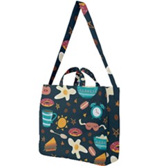 Seamless-pattern-with-breakfast-symbols-morning-coffee Square Shoulder Tote Bag