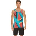 Watermelon Blue Background Men s Wide Collar Tank Top View1