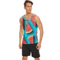 Watermelon Blue Background Men s Wide Collar Tank Top View2