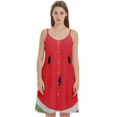 Watermelon Pillow Fluffy Women s Spaghetti Strap Pullover Cami Dress