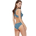 White And Blue Brick Wall Low Cut Ruffle Edge Bikini Set View3