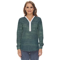 Wooden Wall Zip Up Long Sleeve Blouse