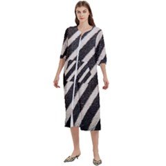 Yellow Regal Filagree Pattern Women s Cotton 3/4 Sleeve Nightgown