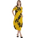 Yellow Regal Filagree Pattern Cold Shoulder Loose Fit Dress With Pockets View3