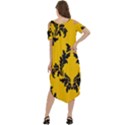 Yellow Regal Filagree Pattern Cold Shoulder Loose Fit Dress With Pockets View4