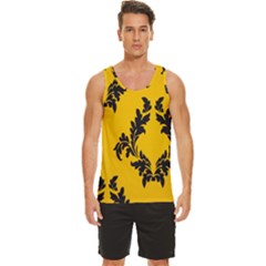 Yellow Regal Filagree Pattern Men s Wide Collar Tank Top