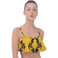 Yellow Regal Filagree Pattern Frill Bikini Top