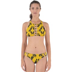 Yellow Regal Filagree Pattern Perfectly Cut Out Bikini Set