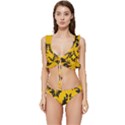 Yellow Regal Filagree Pattern Low Cut Ruffle Edge Bikini Set View1