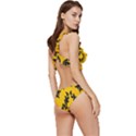 Yellow Regal Filagree Pattern Low Cut Ruffle Edge Bikini Set View3