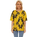 Yellow Regal Filagree Pattern Oversized Basic T-Shirt View1
