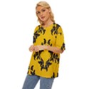 Yellow Regal Filagree Pattern Oversized Basic T-Shirt View2