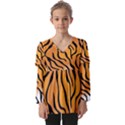 Tiger Skin Pattern Kids  V Neck Casual Top View1