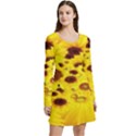 Beautiful Sunflowers Long Sleeve Velour Skater Dress View3
