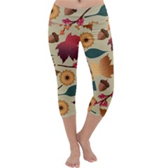 Autumn Leaves Autumn Colour Season Capri Yoga Leggings