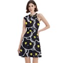 Cat Pattern Pet Drawing Eyes Cocktail Party Halter Sleeveless Dress With Pockets View1