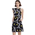 Cat Pattern Pet Drawing Eyes Cocktail Party Halter Sleeveless Dress With Pockets View2