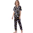 Cat Pattern Pet Drawing Eyes Kids  Satin Short Sleeve Pajamas Set View1