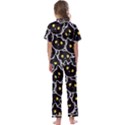 Cat Pattern Pet Drawing Eyes Kids  Satin Short Sleeve Pajamas Set View2