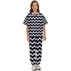 Wave Pattern Wavy Halftone Kids  T-shirt And Pants Sports Set